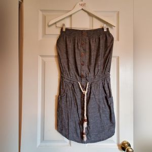 Strapless gray chambray dress with pockets size S Suzy sheir
